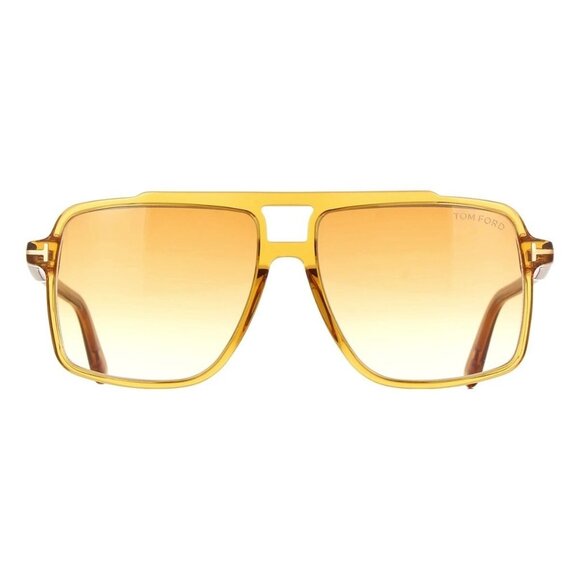 New TOM FORD Kemp Yellow Square FT1177/S 39F Sunglasses Women - Picture 2 of 5